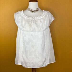 Off the shoulder sheer overlay ruffle blouse size M